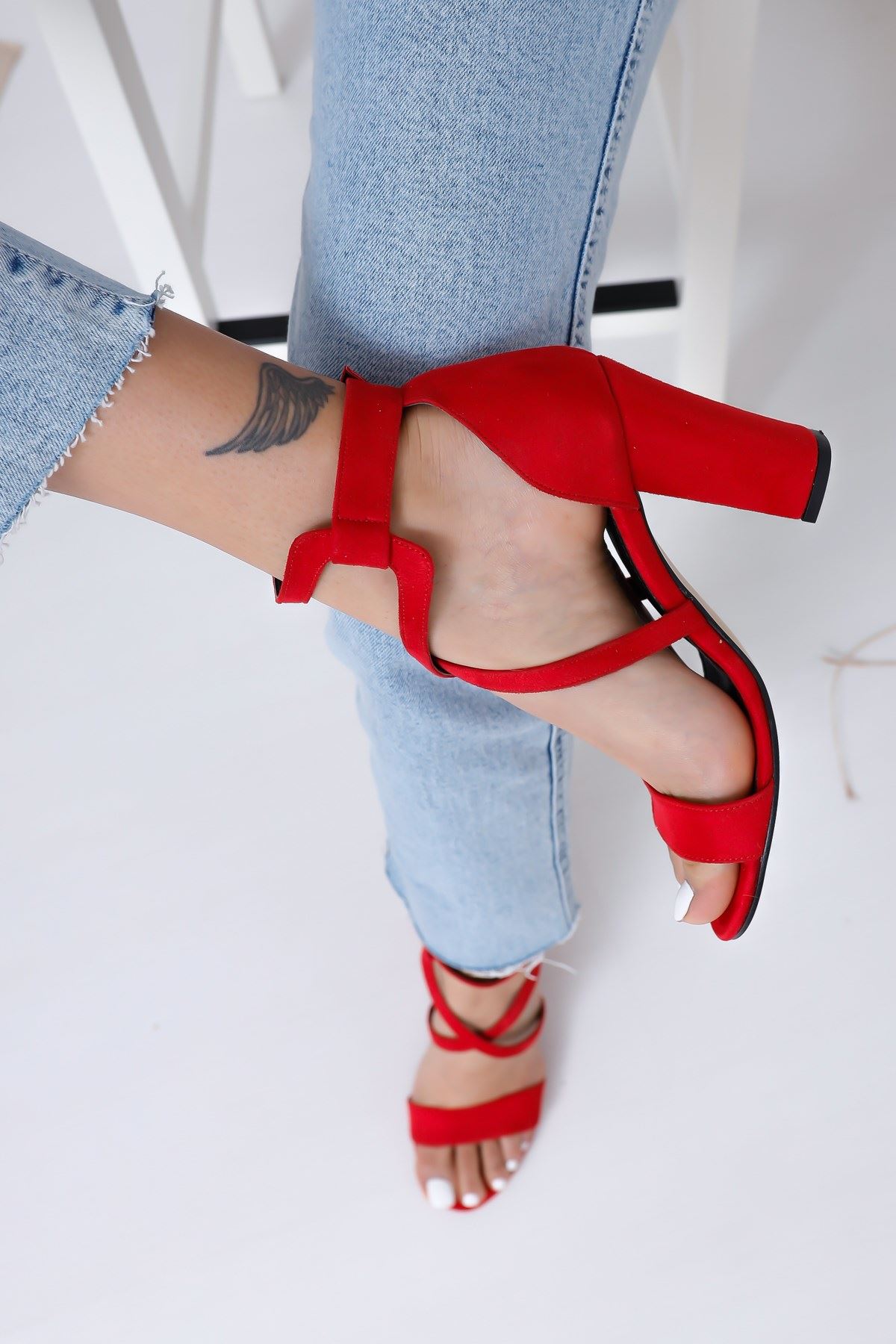 Ansley Topuklu Kırmızı Süet Ayakkabı