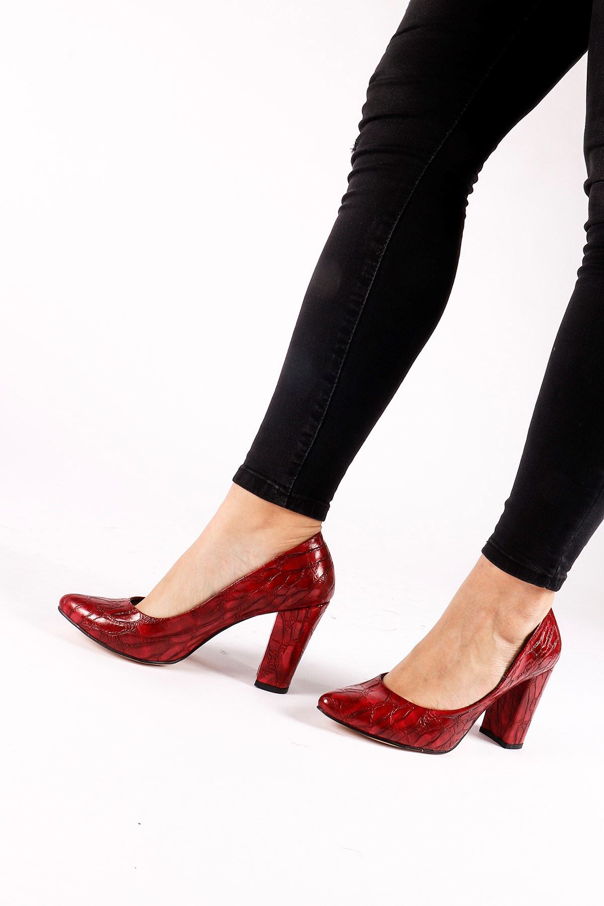 Terra Kırmızı Crocodile Topuklu Ayakkabı