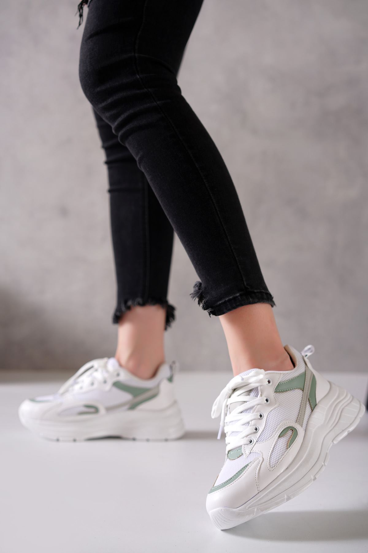 Electra Beyaz Yeşil Kadın Spor Ayakkabı