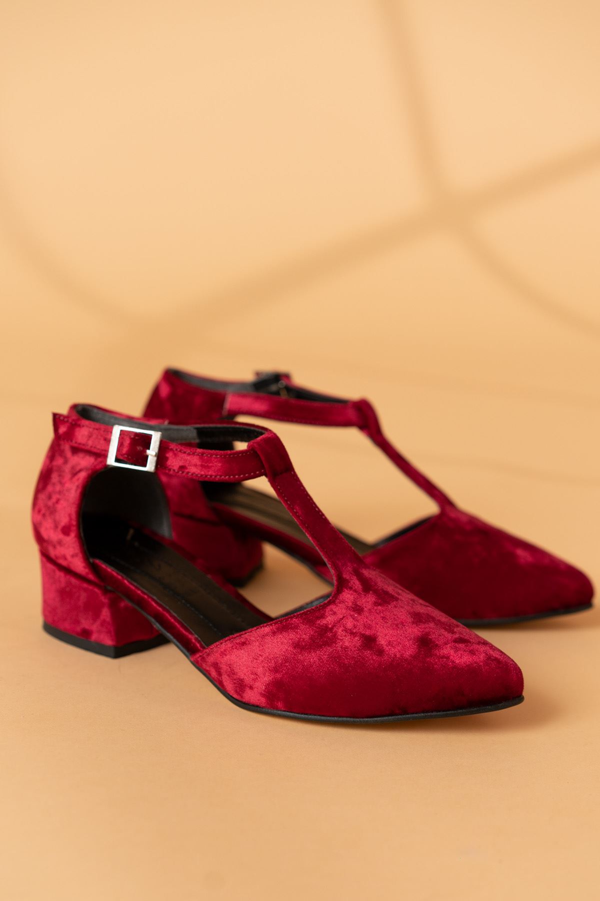 Jane Bordo Kadife Topuklu Ayakkabı