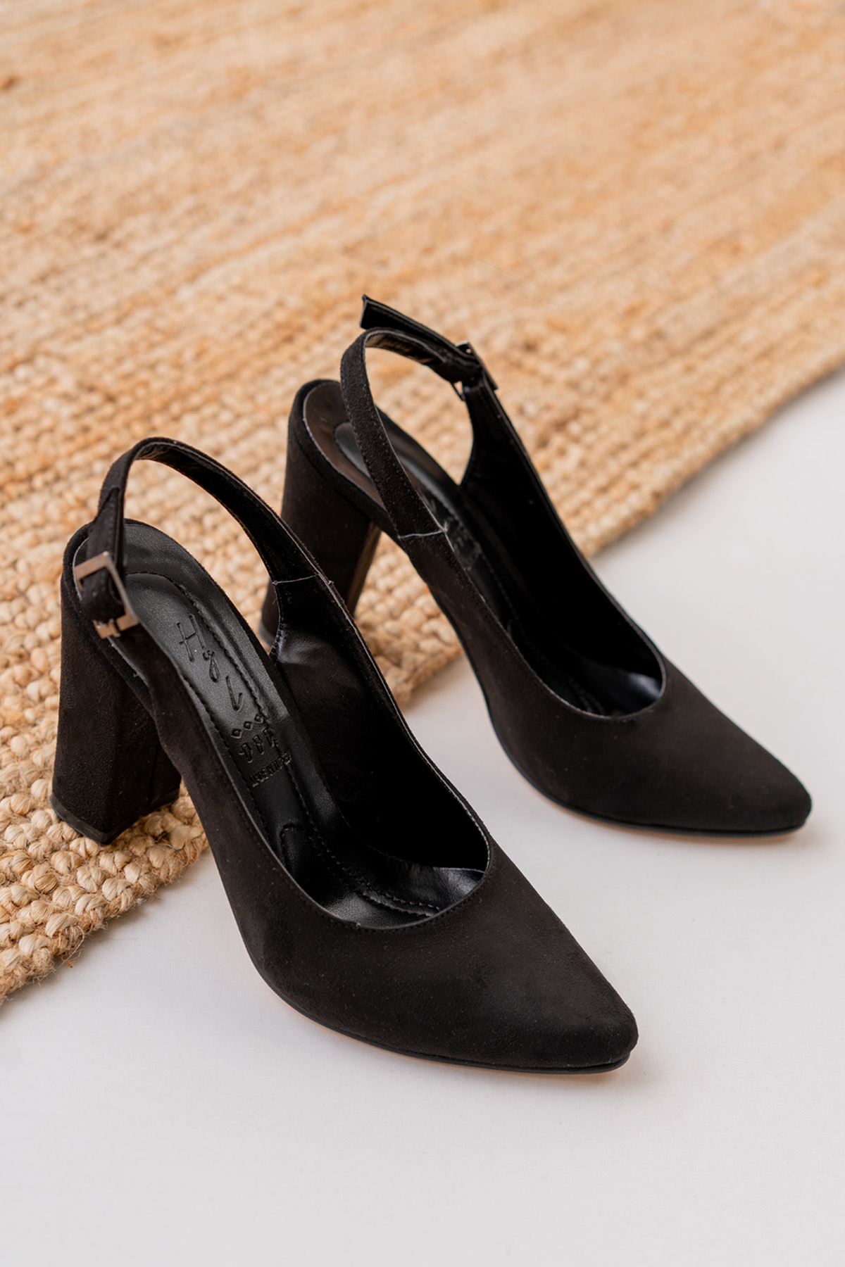 Vera Siyah Süet Yüksek Topuklu Kadın Ayakkabı 