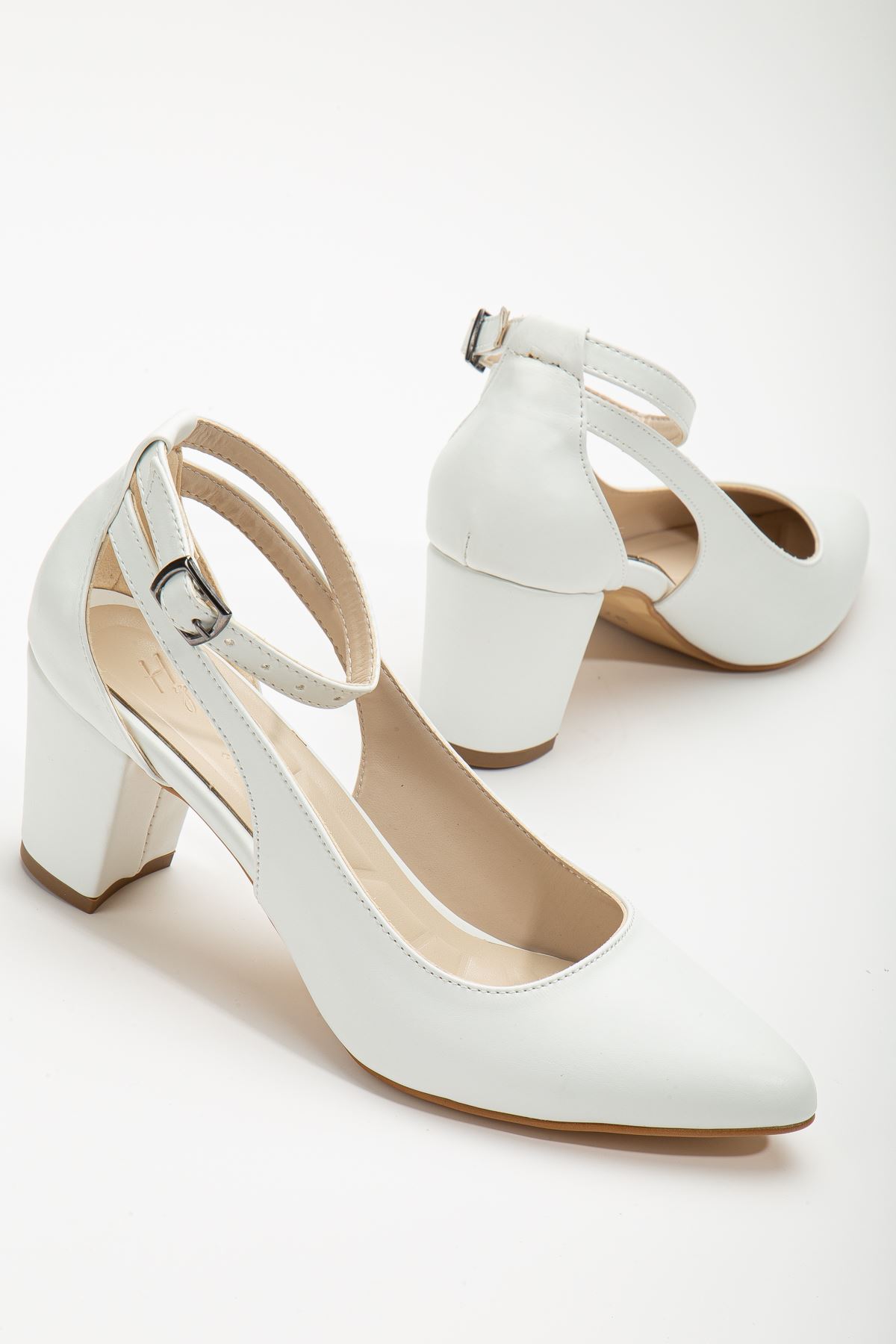 Hero Topuklu Beyaz Cilt Kadın Ayakkabı