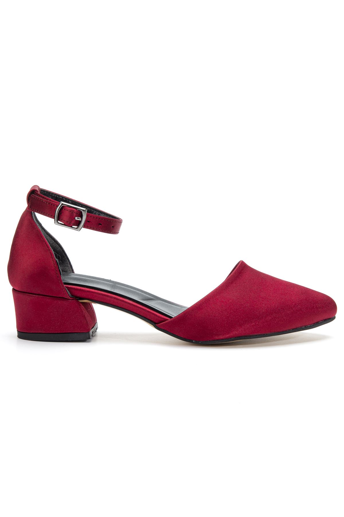 Dary Topuklu Bordo Saten Detaylı Topuklu Ayakkabı 