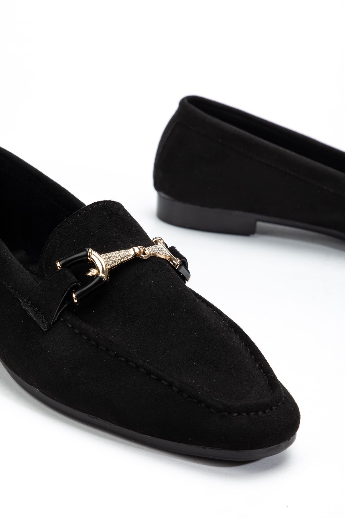 Anna Kadın Ortopedik Siyah Süet Babet  