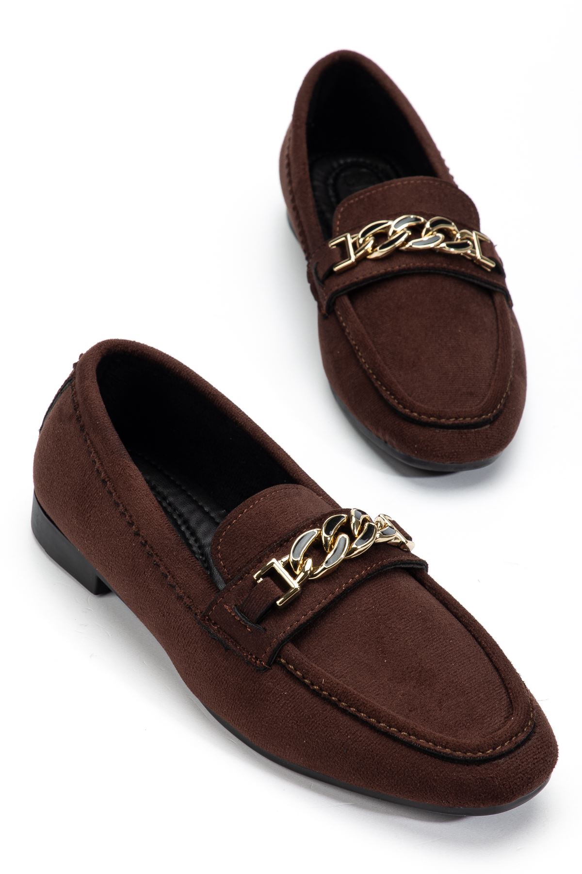 Kadın Acı Kahve Süet Tokalı Babet 