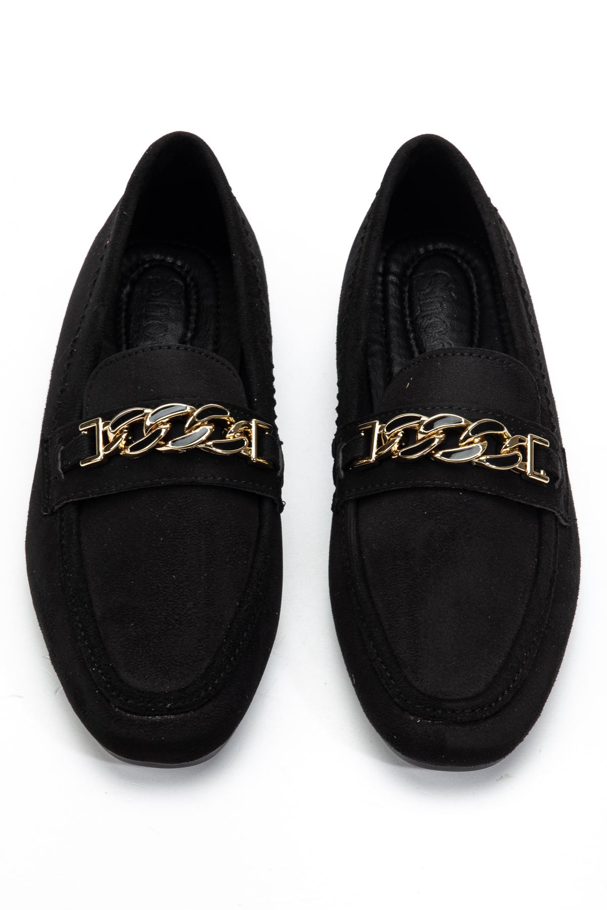 Kadın Siyah Süet Tokalı Babet  