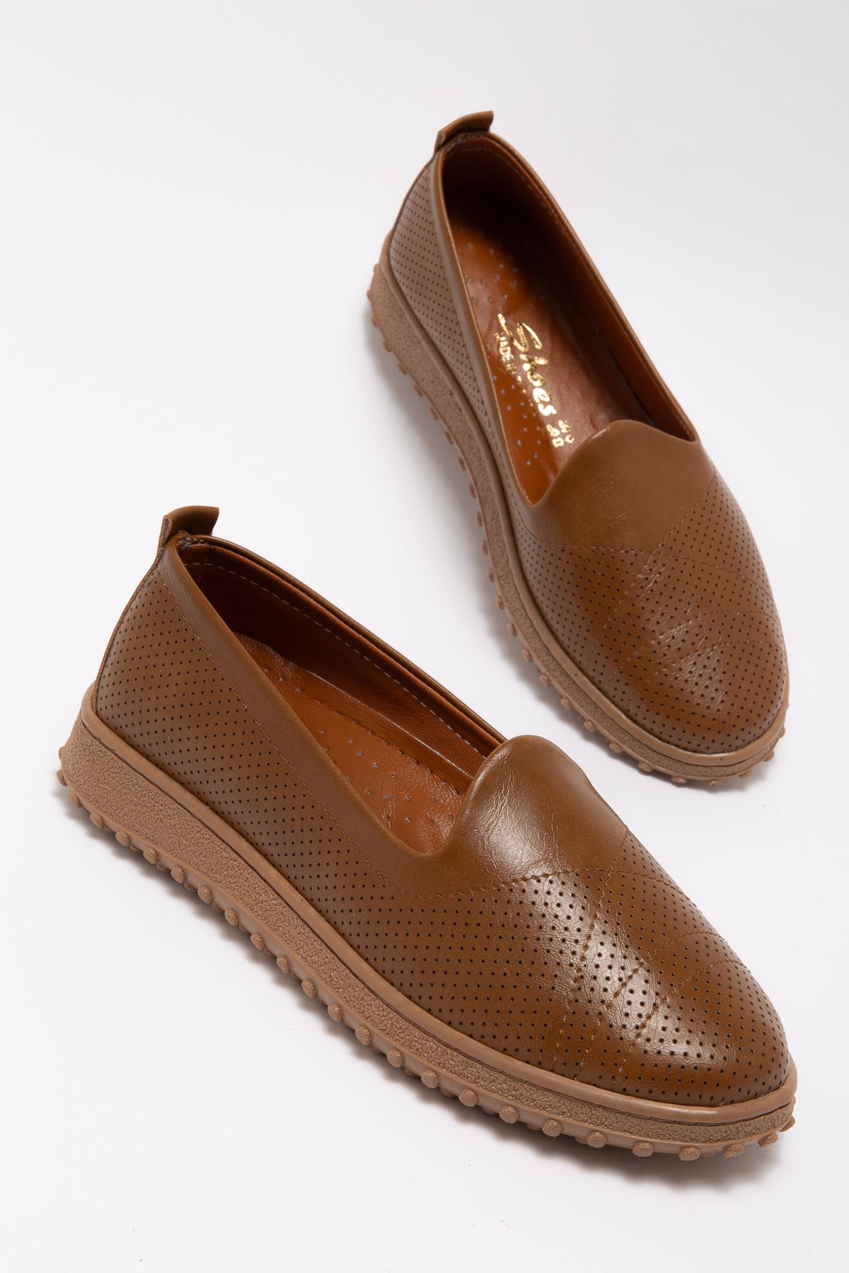 Kadın Kahve İçi Hakiki Deri Ortopedik Babet