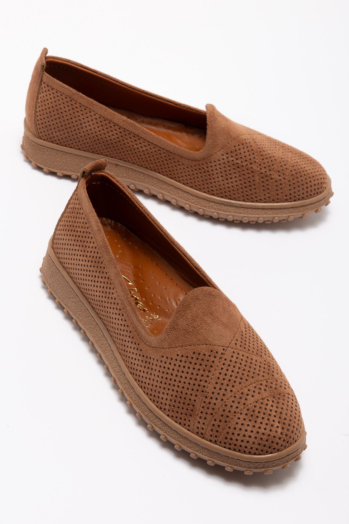 Kadın Kahve Süet İçi Hakiki Deri Ortopedik Babet