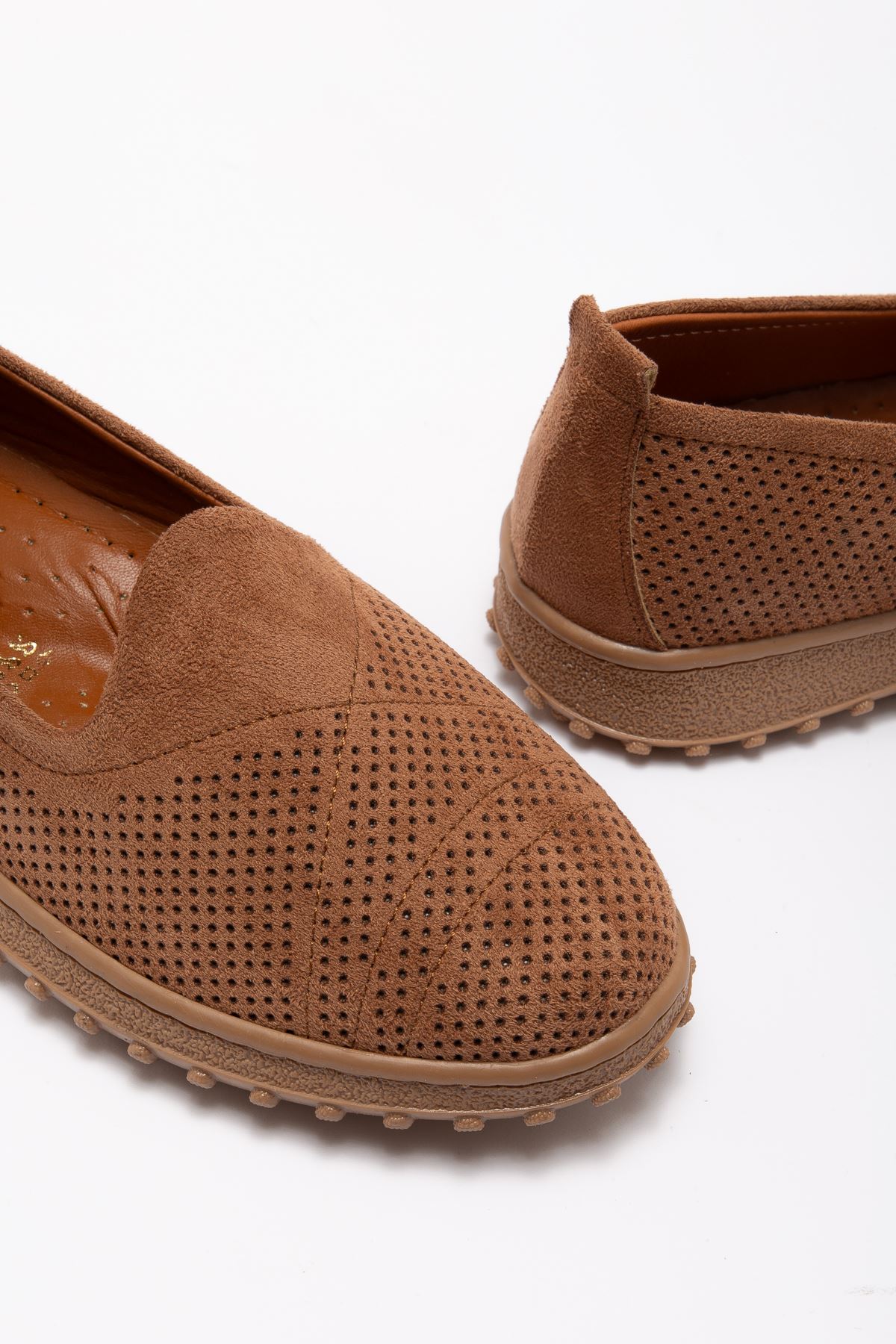 Kadın Kahve Süet İçi Hakiki Deri Ortopedik Babet