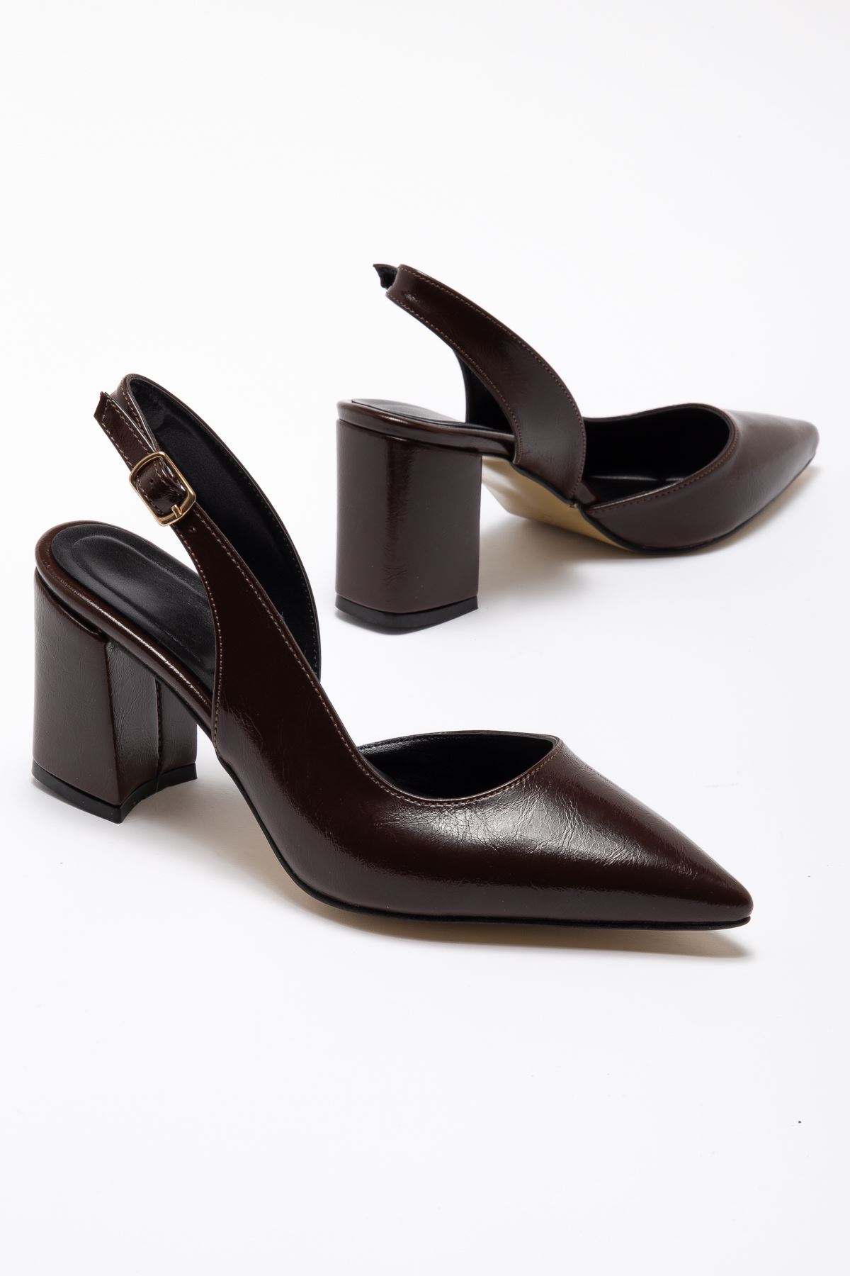 Tonia Acı Kahve Parlak Cilt Topuklu Kadın Ayakkabı  -