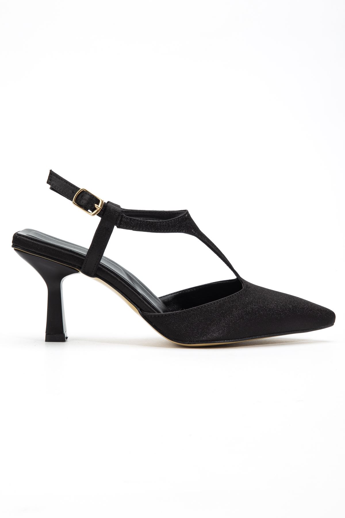 Lorea Kadın Siyah Saten Sivri Burun İnce Topuklu Ayakkabı 
