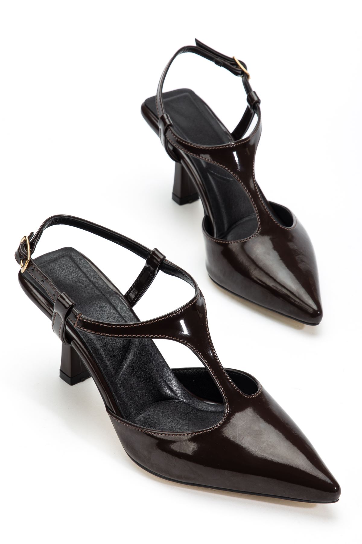 Lorea Kadın Acı Kahve Rugan Sivri Burun İnce Topuklu Ayakkabı    