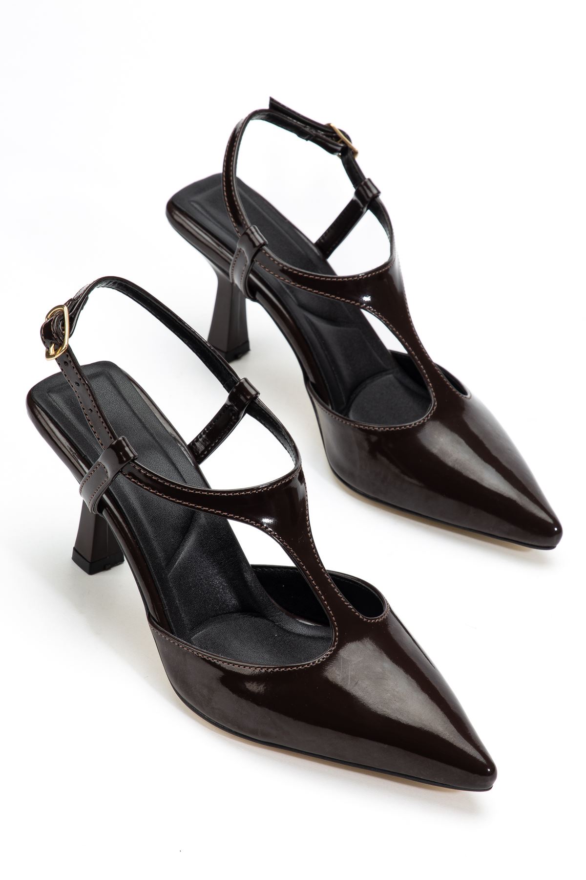 Lorea Kadın Acı Kahve Rugan Sivri Burun İnce Topuklu Ayakkabı    