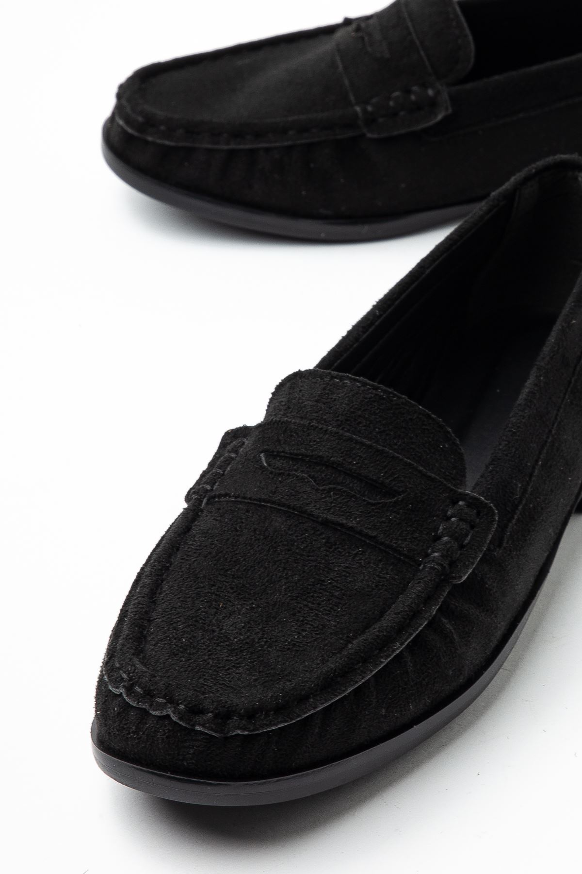  Kadın Siyah Süet Termo Kaymaz Taban Babet