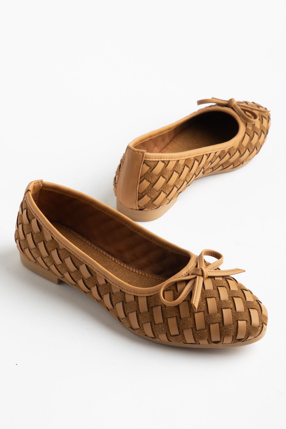 Bero Kadın Hardal El Örgüsü Fiyonklu Ortopedik Babet  