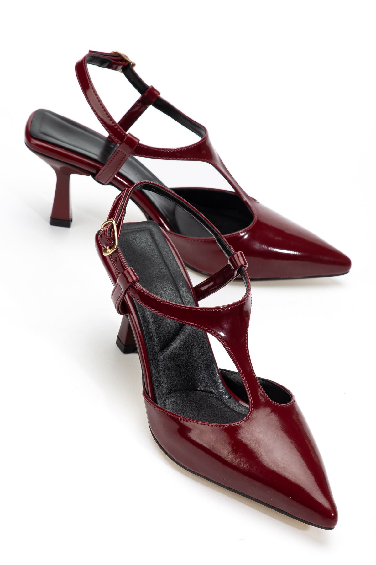 Lorea Kadın Bordo Rugan Sivri Burun İnce Topuklu Ayakkabı  