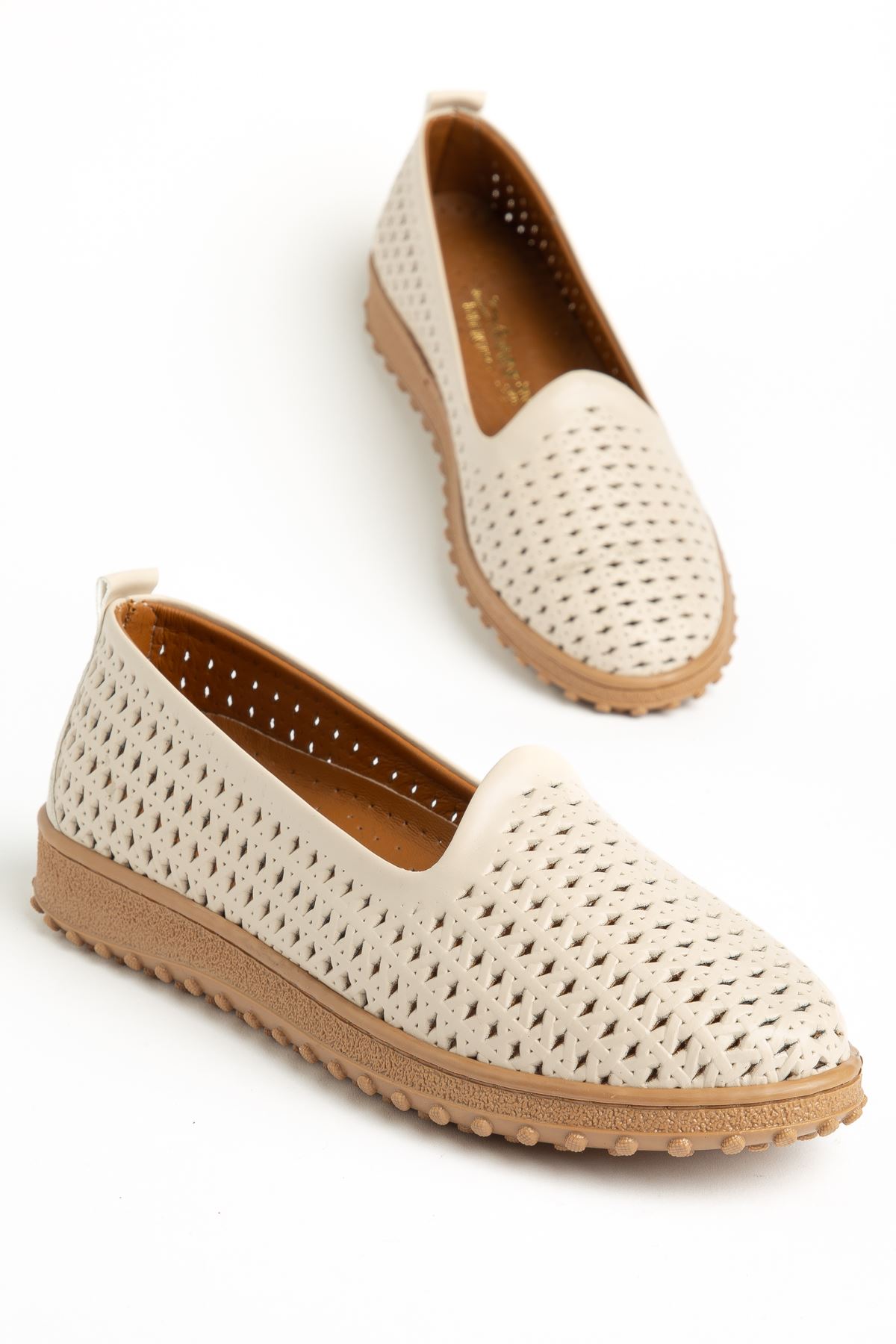 Selho Kadın Bej Cilt İçi Hakiki Deri Ortopedik Babet