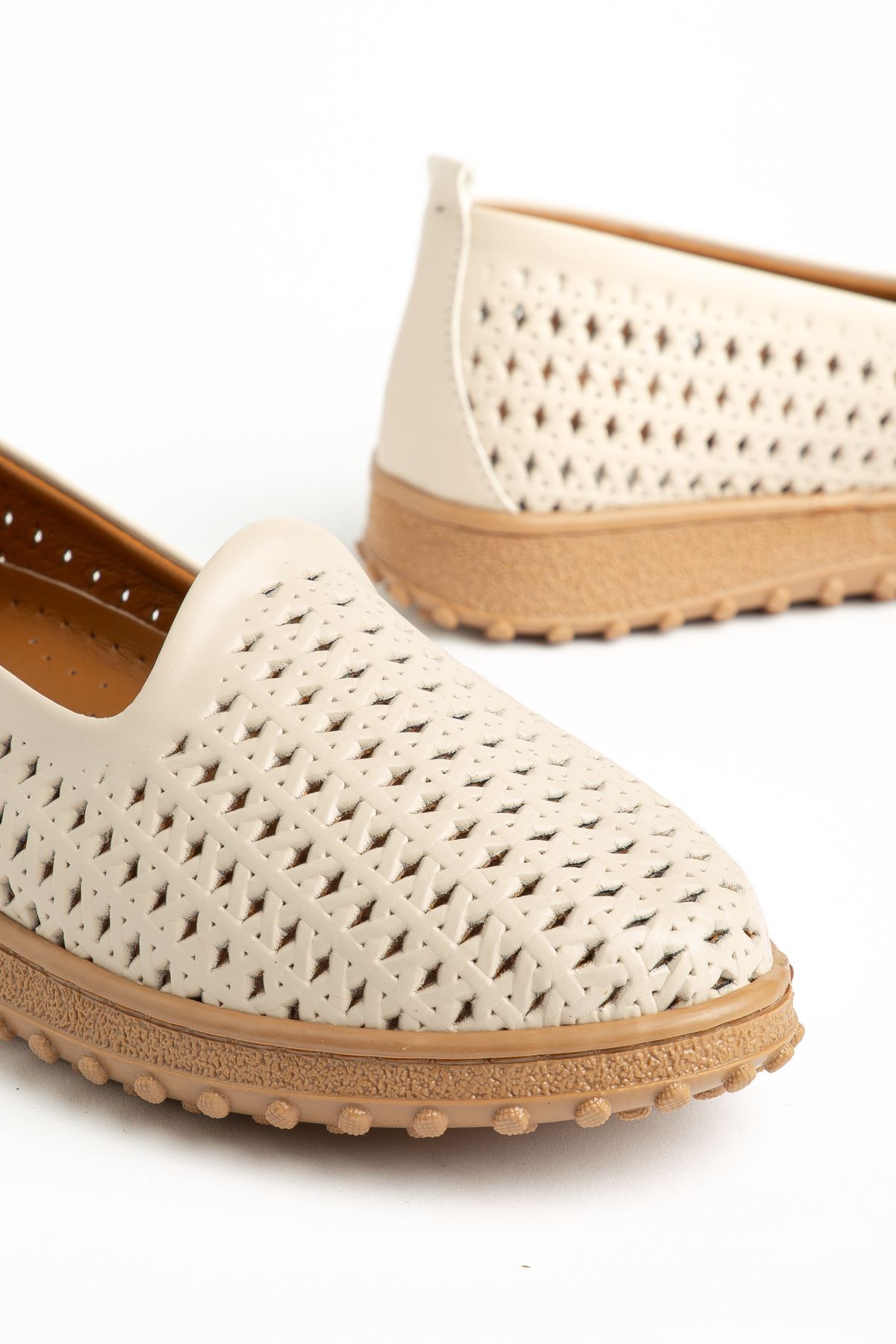 Selho Kadın Bej Cilt İçi Hakiki Deri Ortopedik Babet