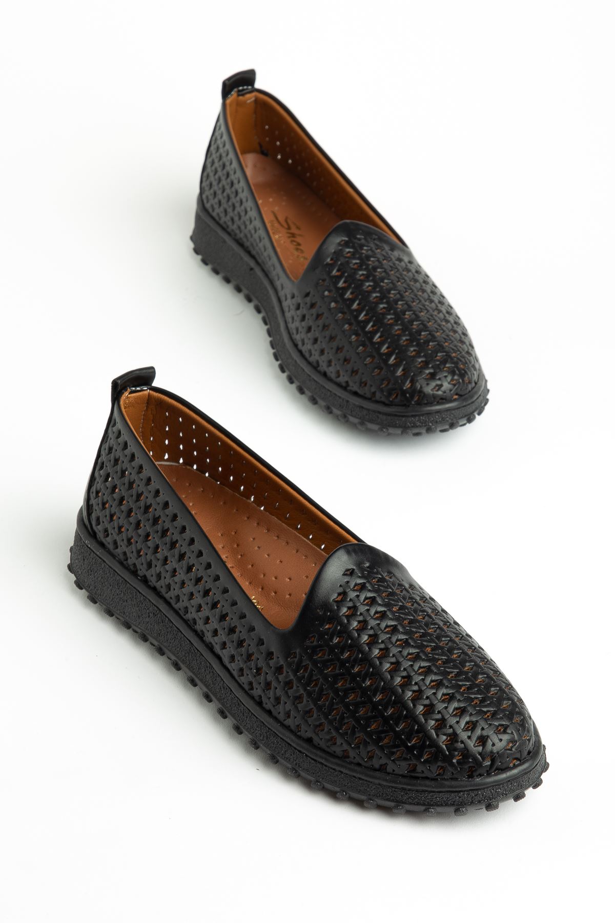 Selho Kadın Siyah Cilt İçi Hakiki Deri Ortopedik Babet 