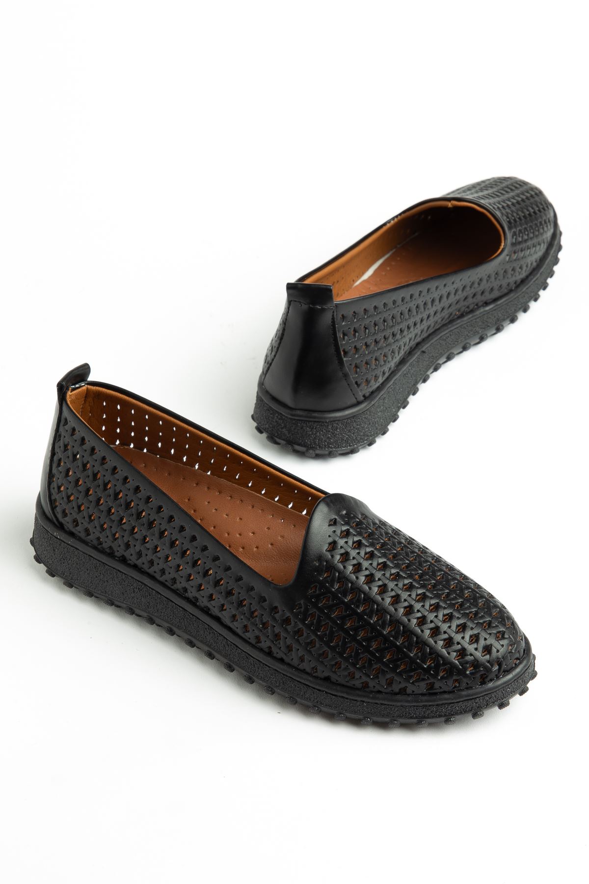 Selho Kadın Siyah Cilt İçi Hakiki Deri Ortopedik Babet 