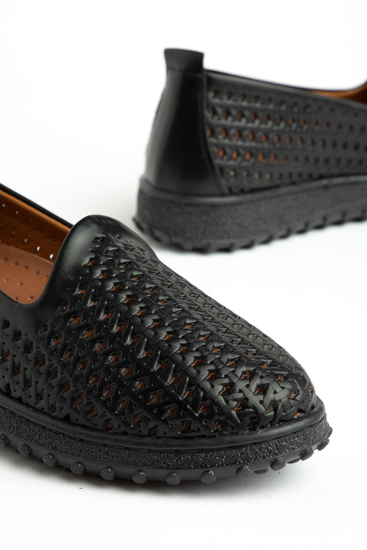 Selho Kadın Siyah Cilt İçi Hakiki Deri Ortopedik Babet 