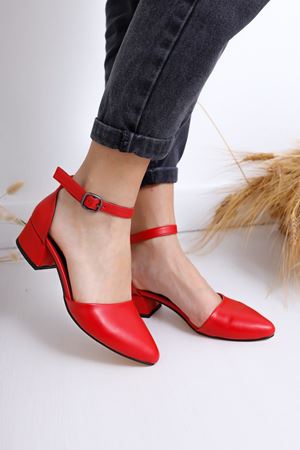 Dary Topuklu Kırmızı Cilt Ayakkabı