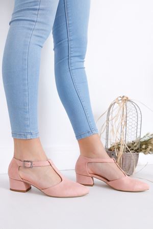 Jane Topuklu Pudra Süet Ayakkabı