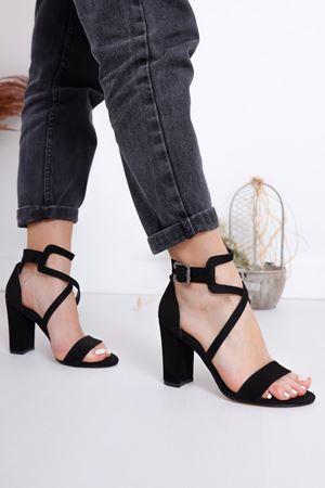 Ansley Topuklu Siyah Süet Ayakkabı