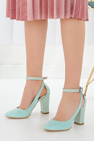 Lillian Yeşil Süet Topuklu Ayakkabı