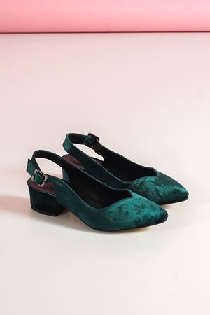 Valentina Haki Kadife Topuklu Ayakkabı