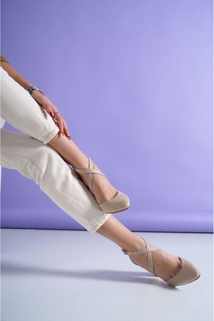 Evan Ten Süet Topuklu Kadın Ayakkabı