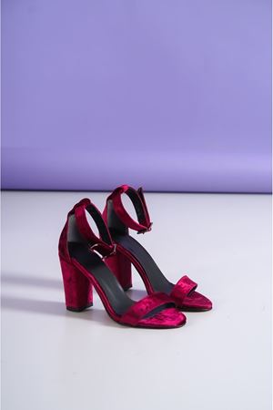 Victoria Bordo Kadife Yüksek Topuklu Ayakkabı