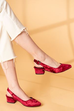 Valentina Bordo Kadife Topuklu Ayakkabı