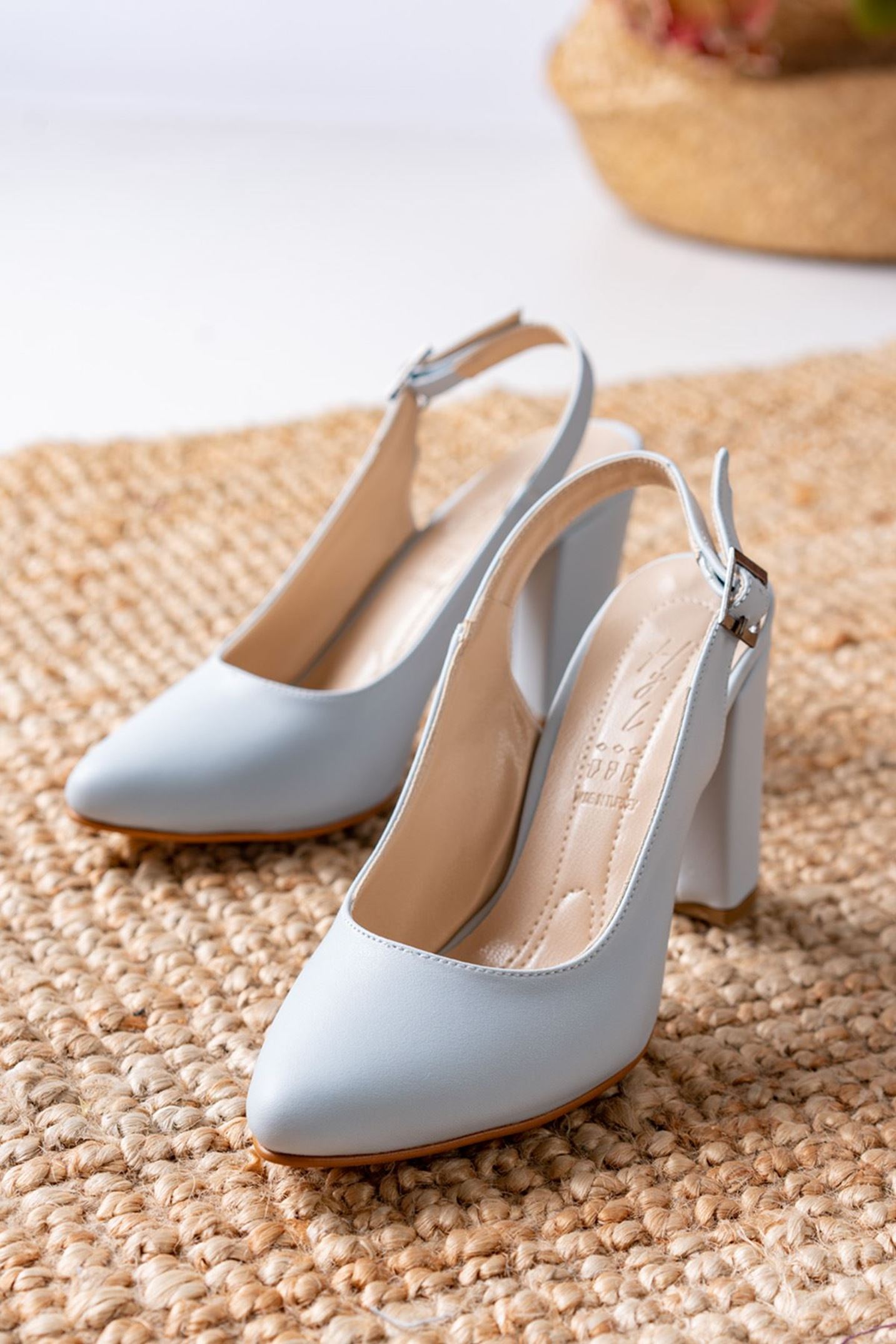 Vera Bebe Mavisi Cilt Yüksek Topuklu Kadın Ayakkabı