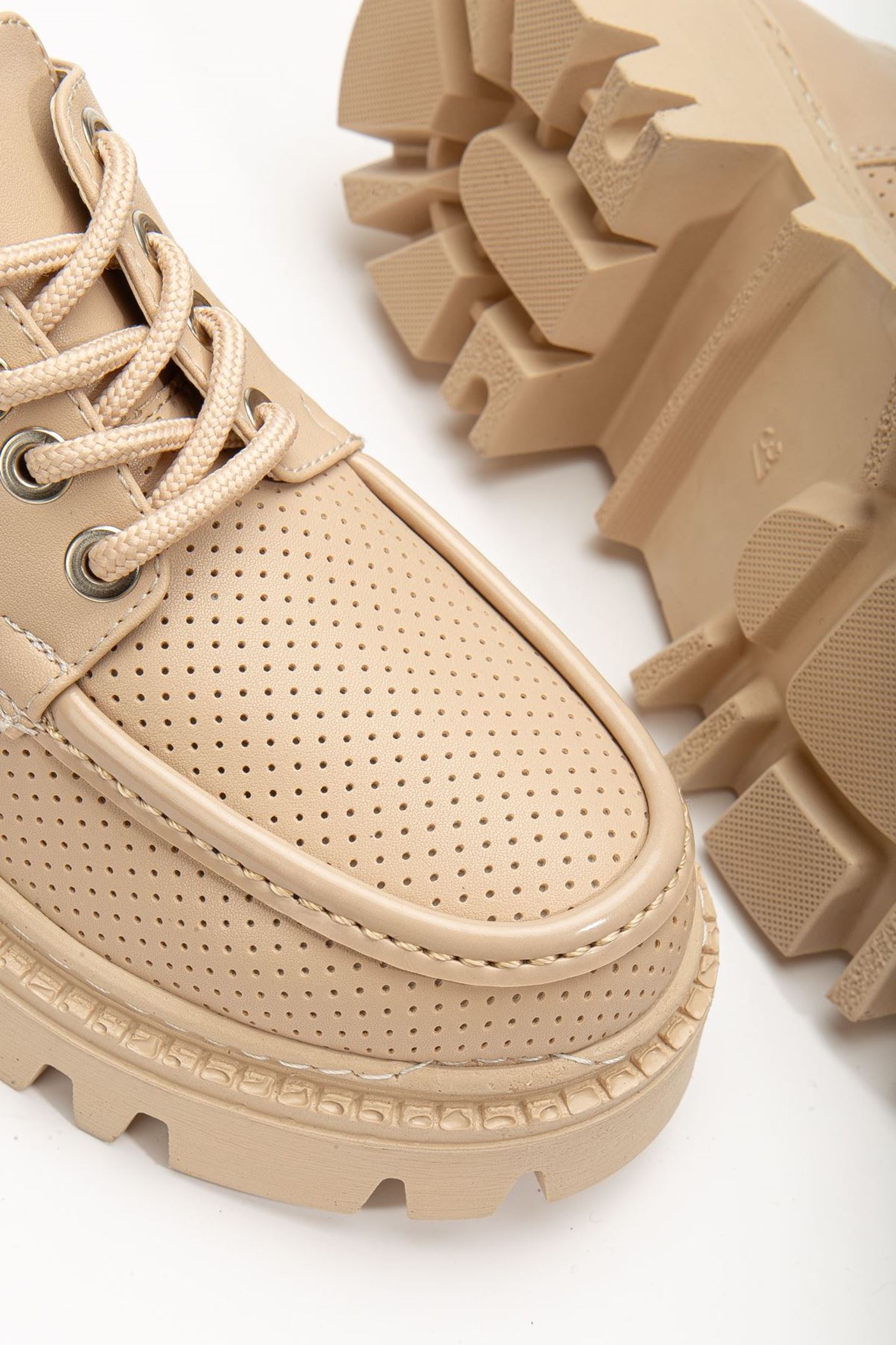 Minnet Nude Bağcık Detaylı Oxford Ayakkabı