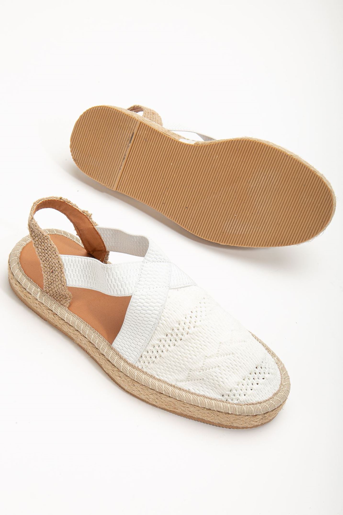 Sirena Beyaz Triko Hasır Detaylı Espadril
