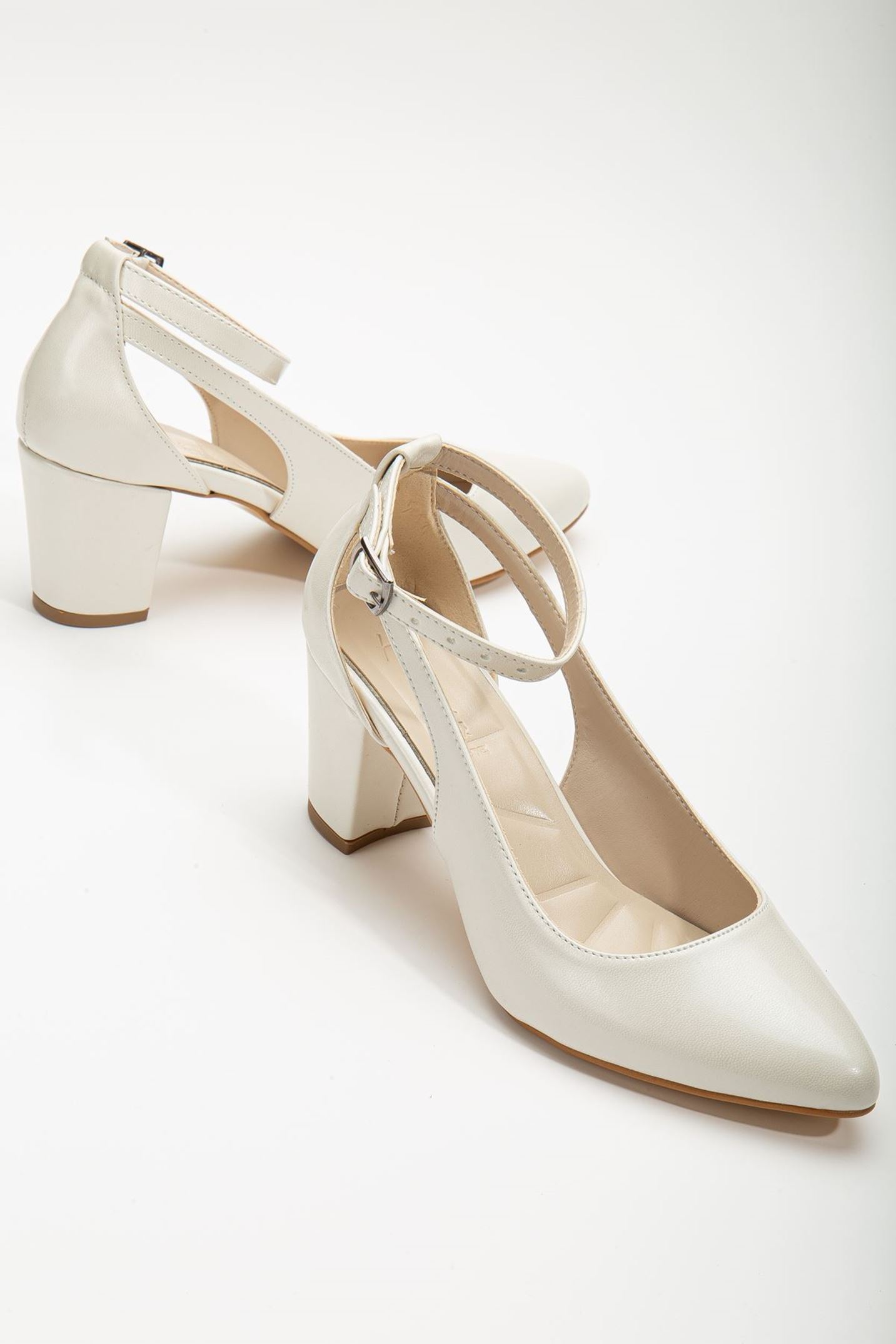 Hero Topuklu Beyaz Sedef Cilt Kadın Ayakkabı