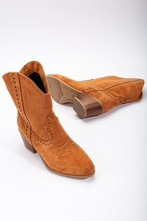 Seyuna Taba Süet Nakışlı Western Kovboy Bot  