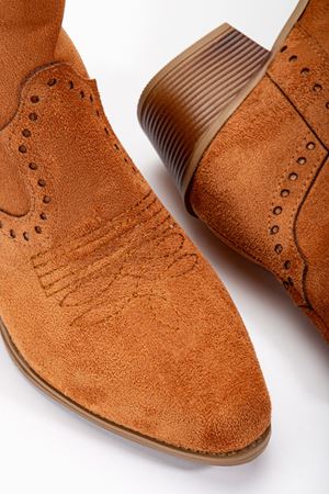 Seyuna Taba Süet Nakışlı Western Kovboy Bot  