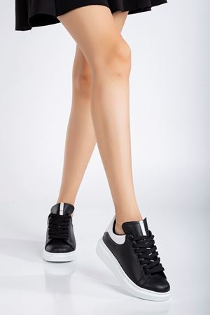 Fersatie Siyah - Beyaz Kadın Sneaker Günlük Ayakkabı