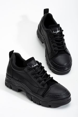 Peqas Siyah Kadın Sneaker Günlük Ayakkabı