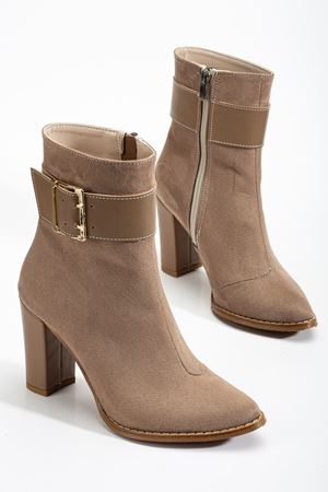 Anna Eva Vizon Sivri Burunlu Fermuarlı Kalın Topuklu Bot