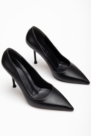 Dorethy Kadın Topuklu Ayakkabı Siyah Cilt Stiletto 