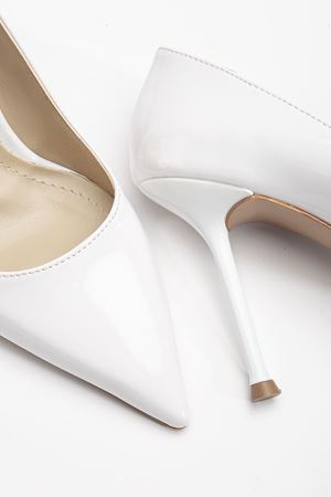 Dorethy Kadın Topuklu Ayakkabı Beyaz Rugan Stiletto  
