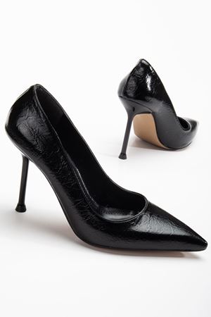 Dorethy Kadın Topuklu Ayakkabı Siyah Parlak Cilt Stiletto  