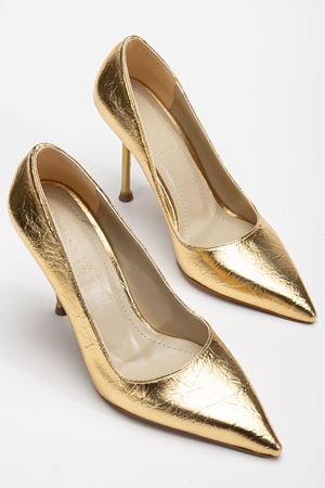 Dorethy Kadın Topuklu Ayakkabı Gold Parlak Cilt Stiletto 