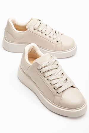 Berny Kadın Bej Cilt Spor Ayakkabı 