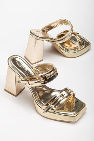 Tommo Gold Rugan Platformlu Açık Burunlu Kalın Topuklu Ayakkabı 