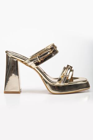 Tommo Gold Rugan Platformlu Açık Burunlu Kalın Topuklu Ayakkabı 