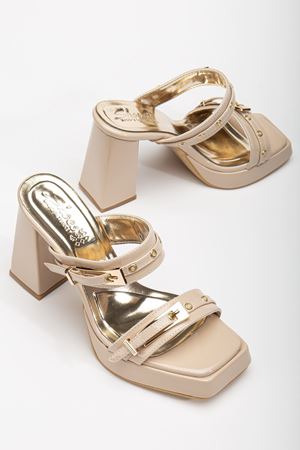 Tommo Nude Rugan Platformlu Açık Burunlu Kalın Topuklu Ayakkabı 